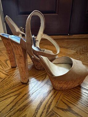 Michael Kors Lucia Platform Suede Khaki Heel